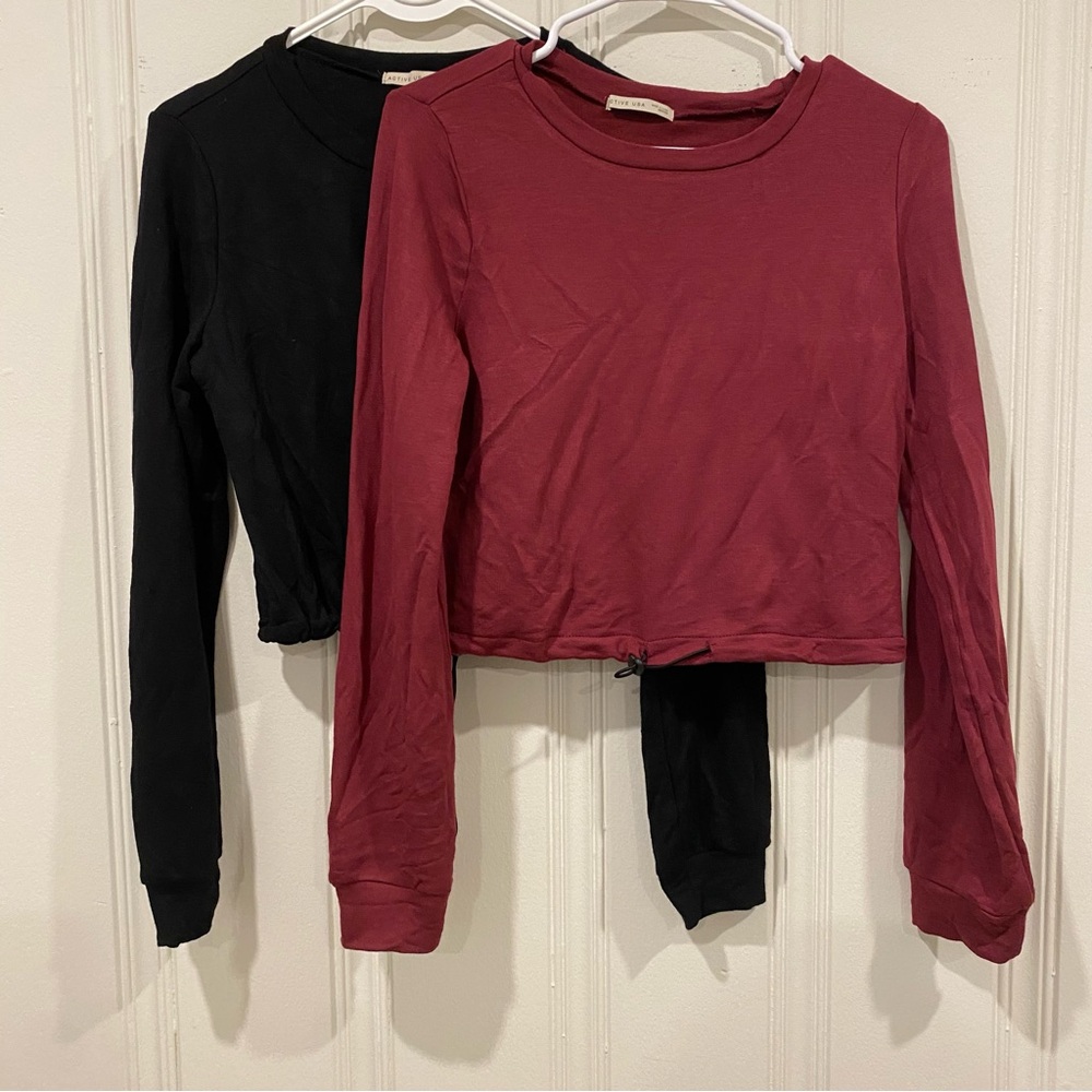 Red and Black Long Sleeve Tops